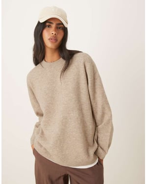 ASOS DESIGN avslappnad rundhalsad tröja i havre
