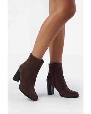 Faux Suede High Block Ankle Boots