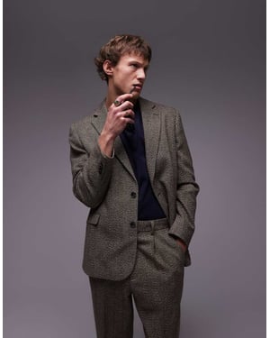 Topman relaxed textured suit blazer in brown