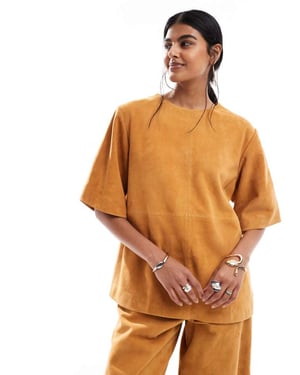 ASOS DESIGN mocka oversized koftärmad t-shirt-set i ingefära