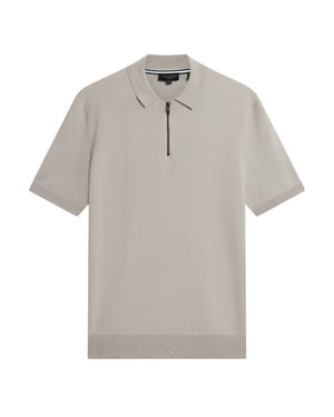 Ted Baker Daldin Rayon Zip Mid Grey Polo Shirt