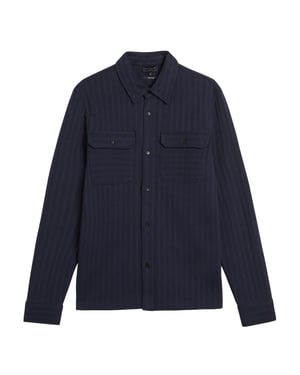 Ted Baker Belza Regular Fit Getextureerd Marineblauw Overhemd