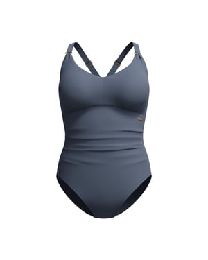 Women's Speedo Shaping V Neck Cross Back One Piece Swimsuit in Grey