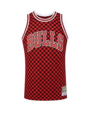 Mitchell & Ness NBA Chicago Bulls Checked B&R Mens Red/Black Vest