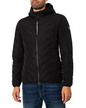 EA7 Logo Ritssluiting Donsjack, Zwart