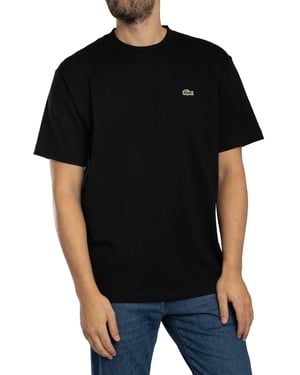 Lacoste T-Shirt Van Zware Katoenen Jersey, Zwart