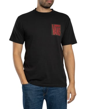 Vans Stretch T-Shirt Met Stack Back-Print, Zwart