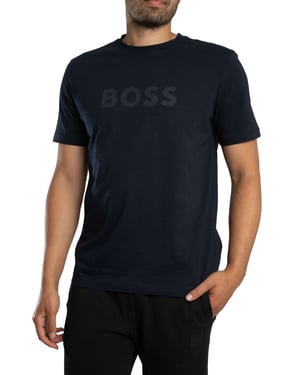 BOSS T-Shirt Met Logo, Blauw