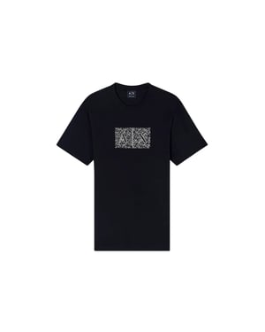 Armani Exchange Slim Fit T-Shirt Met Contourprint, Zwart