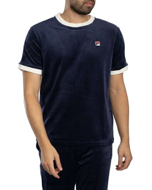 Fila Basilio Velours T-Shirt, Blauw