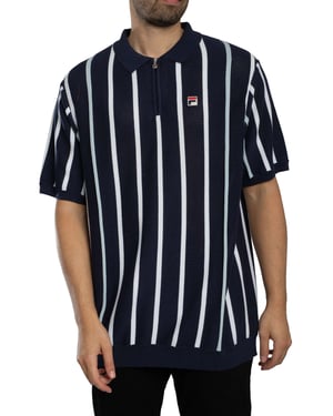 Fila Giorgio Patchwork Gebreide Poloshirt, Blauw