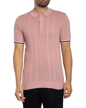 Superdry Gebreide Polo Met Textuur, Roze