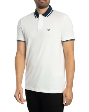 Armani Exchange Slim Fit Poloshirt Met Contrasterende Kraag, Wit