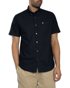 Lyle & Scott Oxford-Shirt Met Korte Mouwen, Blauw