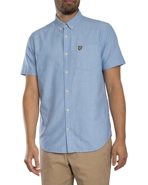 Lyle & Scott Oxford-Shirt Met Korte Mouwen, Blauw
