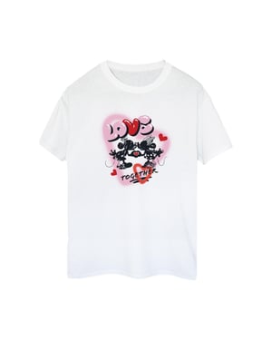 Disney Womens/Ladies Love Together Mickey & Minnie Mouse Boyfriend T-Shirt (White)