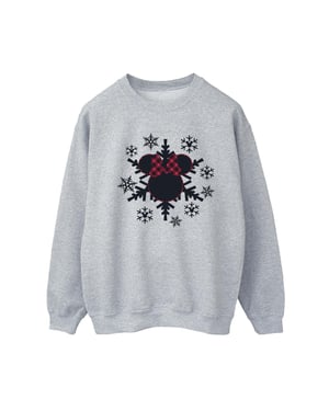 Disney Womens/Ladies Minnie Mouse Gingham Snowflakes Sweatshirt (Sport Grey)