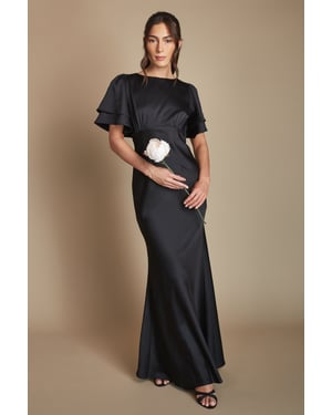 Coast Honoured Satin Back Crepe High Neck Short Sleeve Maxi Bridesmaid Dress