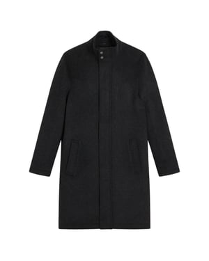 Ted Baker Ederson Wool Blend Funnel Neck Grey Coat