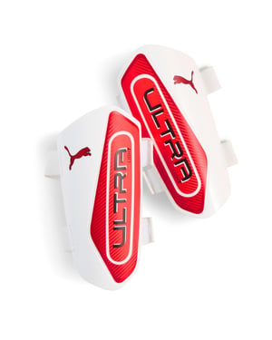Puma Ultra lichte scheenbeschermers voor volwassenen (Wit, Rood)