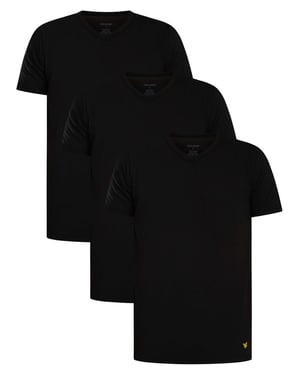 Lyle & Scott Set Van 3 Basic Lounge T-Shirts Met V-Hals, Zwart