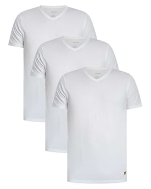 Lyle & Scott Set Van 3 Basic Lounge T-Shirts Met V-Hals, Wit