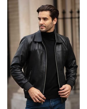 'Lorenzo' Classic Real Leather Bomber Jacket