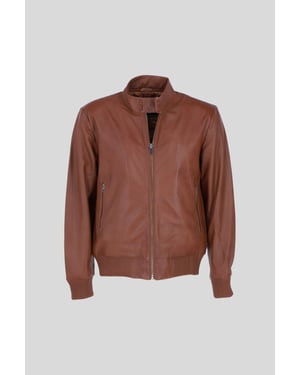 Real Light Weight Leather Regular Fit Bomber Jacket