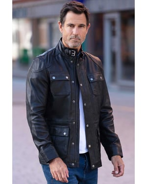 'AMJ-5' Real Leather Safari Jacket