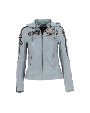 Real Leather Biker Jacket with Detachable Hood