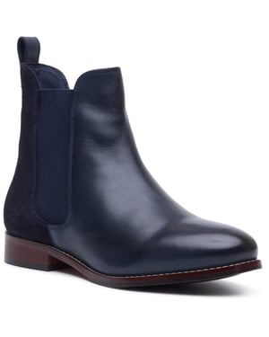 Hush Puppies Colette Leather Women's Navy Wide Fit Flat Chelsea Boots