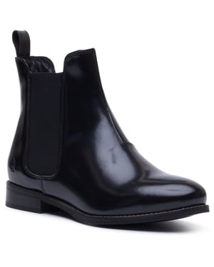 Hush Puppies Colette Leather Women's Black Wide Fit Flat Chelsea Boots