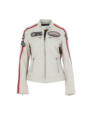 'Corsa' Real Leather Vintage Wash Racing Patch Details Jacket