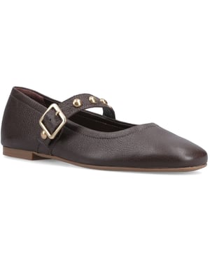 Hush Puppies Charlene Stud Ballerina Leather Women's Chocolate Flats