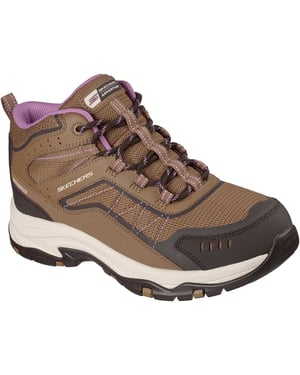 Skechers Trego Ashaway Lederen Dames Wandelschoenen Tan/Bruin