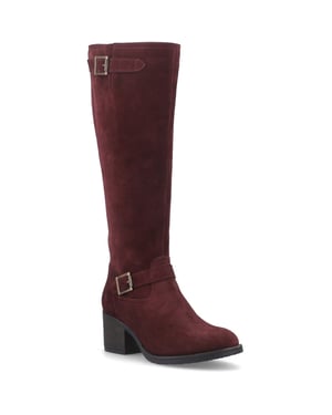 Hush Puppies Heidi Leather Women's Bordeaux Heeled Knee High Boots