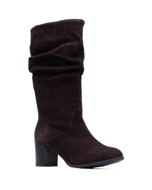 Hush Puppies Cosima Suède Dames Chocolade Hiel Kniehooglaarzen