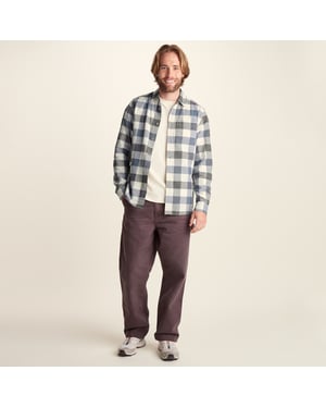 Bryson Mens Brushed Flannel Check Shirt - Ash Brown Check