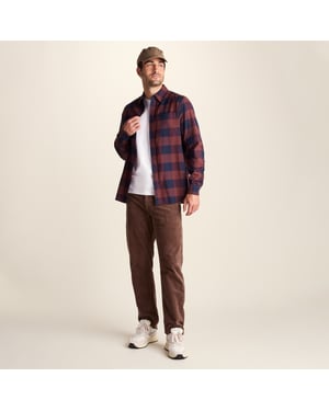 Marcel Mens Brushed Flannel Check Shirt - Blue & Brown Check