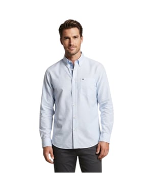 Tommy Hilfiger Mens Oxford Shirts Ithaca Stripe Regular Fit Long Sleeve Shirt