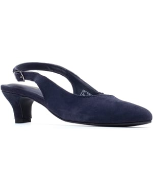 Hush Puppies Nahla Buckle Kitten Heel Leather Women's Navy Round Slingback Shoes