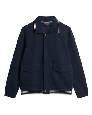 Ted Baker Mall Marineblauwe Jas Met Verborgen Sluiting