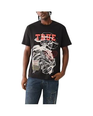 True Religion 108466 Mens Oversized T Shirts Cowboy Print Drop Shoulder Soft Tee