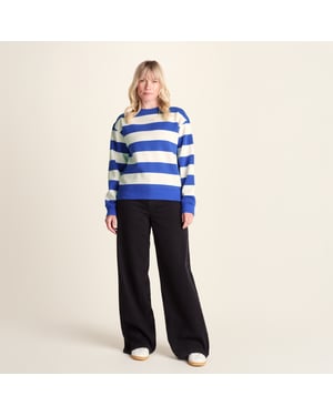 Yuri Womens Supersoft Crew Neck Striped Sweatshirt - Cobalt Stripe