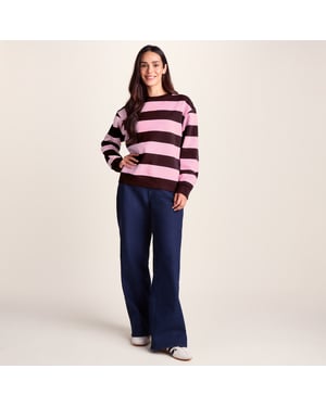 Yuri Womens Supersoft Crew Neck Striped Sweatshirt - Huckleberry Stripe