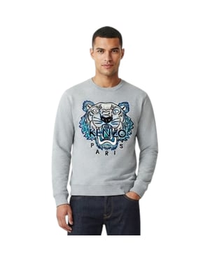 KENZO SWEAT Mens Sweatshirts Crew Neck Long Sleeve Pullover Grey Winter Jumper
