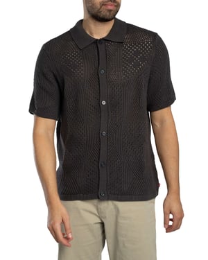 Levi's Gebreid Shirt Met Korte Mouwen Voor In De Kampeerstijl, Zwart
