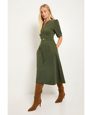 Petite Ponte Snaffle Trim Midi Dress