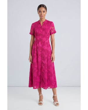 Floral Jacquard Button Down Midi Dress