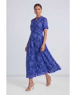 Floral Jacquard Button Down Midi Dress